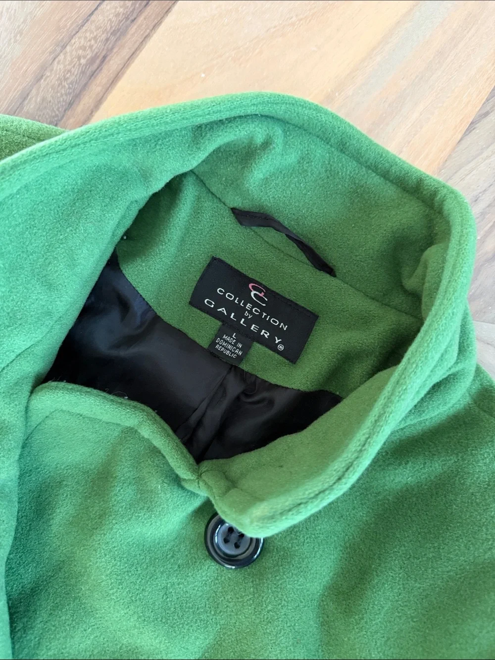 Collection B Bright Green Wool Coat with Black Lining
